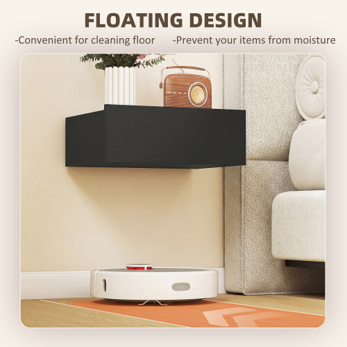 Homcom HOMCOM Floating Bedside Table Set of 2, Wall-Mounted Nightstand, Black 1