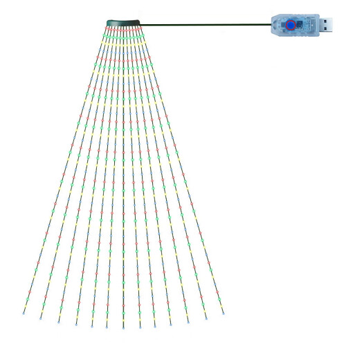 Luzes de Natal em formato de árvore de Natal, 78x118 polegadas, com controle remoto.