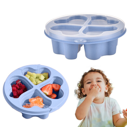 Herzförmige Obstsnackbox mit Strohhalm, 4 Fächer