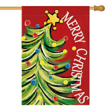 Bandeira de Natal em formato de casinha de árvore de Natal, 71 x 101,6 cm (28 x 40 polegadas)
