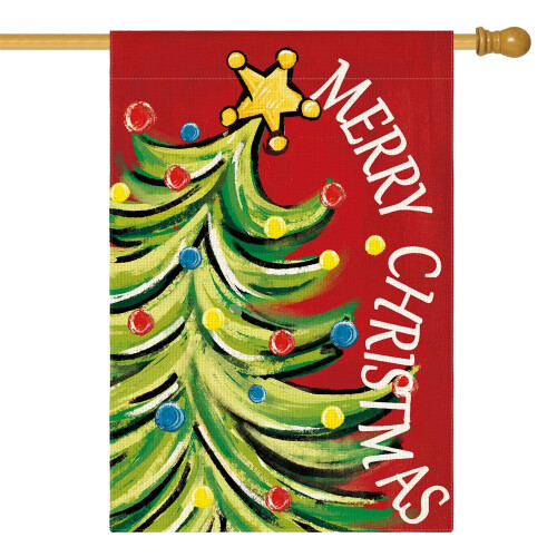 Bandeira de Natal em formato de casinha de árvore de Natal, 71 x 101,6 cm (28 x 40 polegadas)