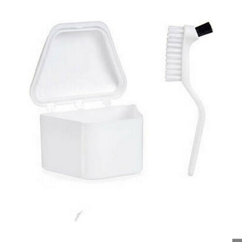 Set pour dentiers - BERILO - Set 12 unités - Blanc - Polypropylène - Brosse incluse