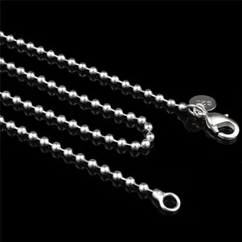 Κολιέ με Αλυσίδα και Χάντρες από Ασήμι 2.4mm 16 ίντσες