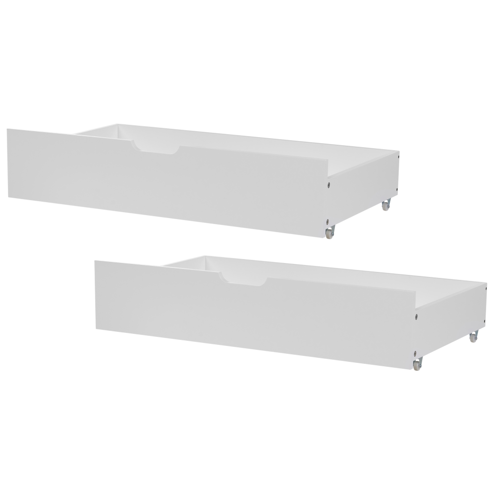 Set of 2 Bed Storage Drawers Pine Wood RUMILLY White