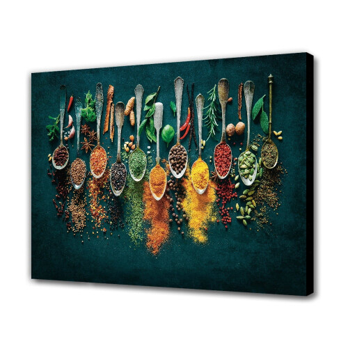 Pôster em tela com tema de ervas e especiarias para decoração de parede de cozinha, 40x60cm (16x24 polegadas)