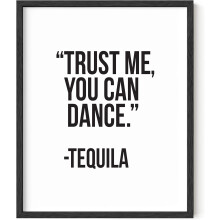 Prionta Ealaíne Greannmhar Dubh agus Bán Tequila 16x20