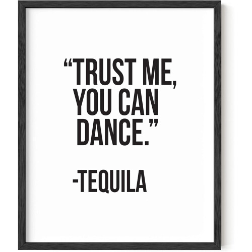 Grappige zwart-wit tequila-kunstprint 16x20