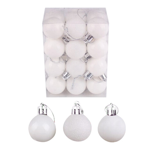 Julgranshänge plastdekorationskula 3 cm 24 st