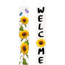 Welkomstbord met zonnebloemmotief voor de deur of veranda (1 paar)