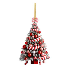 Kerstboomhanger van acryl, rood-wit, 3,14 inch