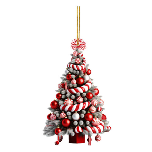 Kerstboomhanger van acryl, rood-wit, 3,14 inch