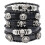 Bracelet punk en cuir noir multicouche 1