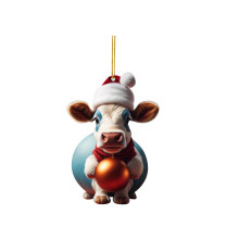 Cartoon-Kuh-Hängeornament aus Acryl, 2D, niedliches Rind, 1 Stück