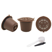 Herbruikbare koffiecapsuleset (3 stuks) met borstel en lepel