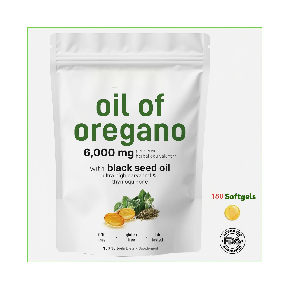 Oil Of Oregano 6000Mg With Seed Oil 180 Softgels Black