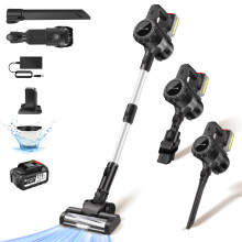 Cordless Vacuum Cleaner, 6 in 1 Lightweight Stick Vacuum, 15KPa Max Suction, 45mins Runtime Rechargeable Vacuums for Home Pet Hair Carpet Hard Floor