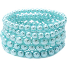 Conjunto de 5 pulseiras elásticas com pérolas artificiais NANAHuang