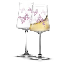 Ensemble de 2 verres à vin blanc en cristal JoyJolt Meadow Butterfly