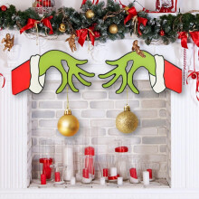 Conjunto de 2 placas de madeira para pendurar na porta com o Grinch