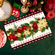 Christmas Tree Placemats Set of 4 12x18 Inch Green Buffalo
