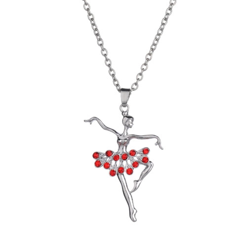 Colar com pingente de bailarina e strass (1 peça)