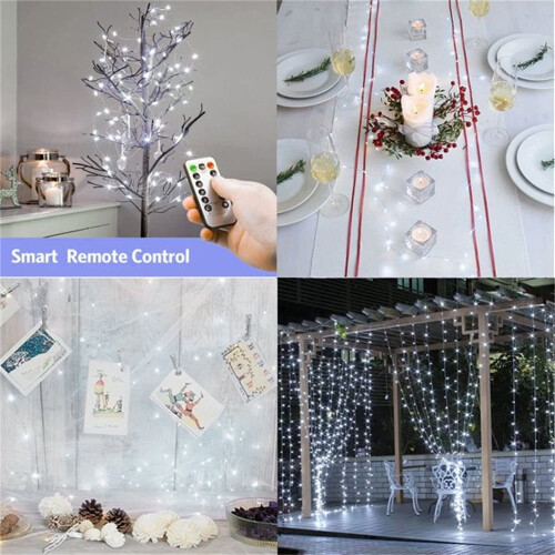 ZOELNIC copper wire string lights 200LED cool white 2 pcs 1
