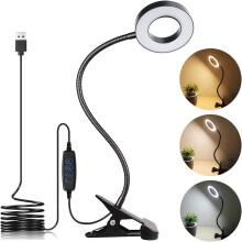 Lampe de bureau LED avec pince, intensité variable, blanche, 1 pièce