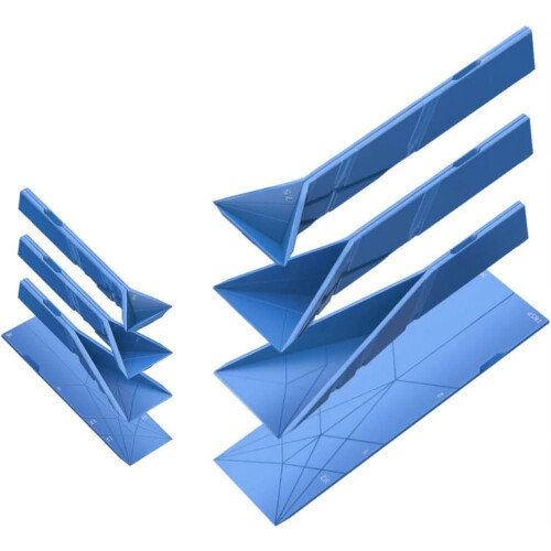 Cuillères doseuses polygonales plates 3 en 1, lot de 2 (bleues)