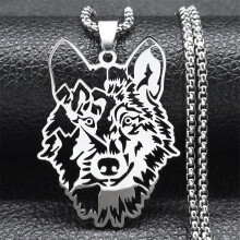 Wolfskop hanger ketting van roestvrij staal, unisex