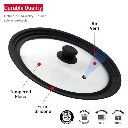 Universal-Topfdeckel aus gehärtetem Glas mit Silikonrand (2er-Pack) 1