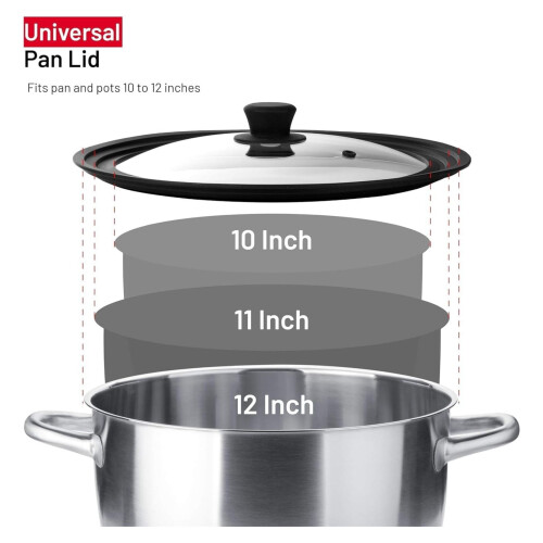 Universal-Topfdeckel aus gehärtetem Glas mit Silikonrand (2er-Pack) 2