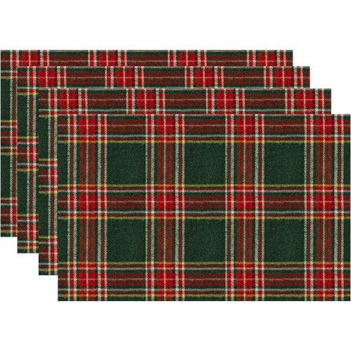 Jogos americanos de Natal xadrez vermelho e branco, 4 peças, 30x45 cm (12x18 polegadas)