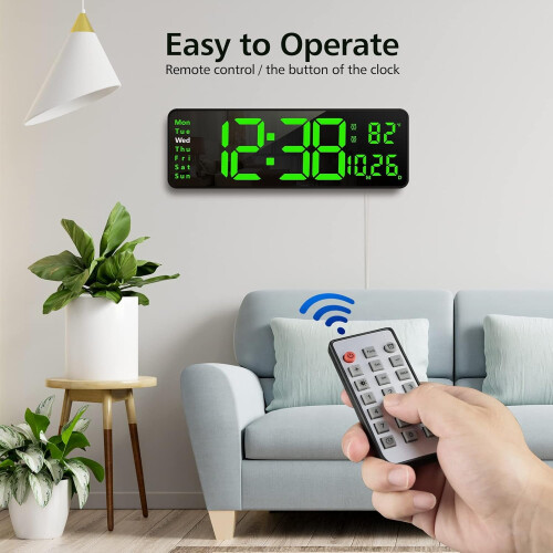 Relógio de parede digital LED de 16 polegadas com controle remoto. 1