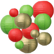 Ronde papieren lantaarns als hangdecoratie, 12 stuks (6, 8, 10, 12 inch).