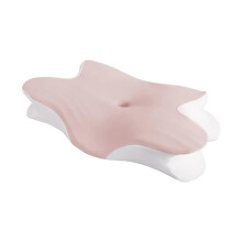 Oreiller cervical ergonomique en mousse à mémoire de forme avec housse lavable rose