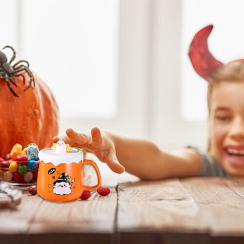 Κεραμική Κούπα Halloween με Καπάκι σε Σχήμα Μάγισσας 1 Τεμάχιο