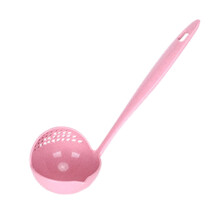 Cuillère à soupe en paille de blé rose avec passoire (1 pièce)