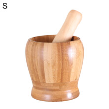 Ensemble mortier et pilon en bois pour presser l'ail
