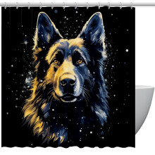 Vattentät duschdraperi med fårhundsmotiv, 60x72 cm