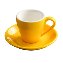 Tasse à expresso en porcelaine jaune avec soucoupe, 80 ml