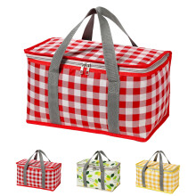 Bolsa de picnic portátil impermeable con aislamiento térmico, color rojo.