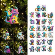 Set de ornamente acrilice cu litere de dinozaur, 26 de bucăți
