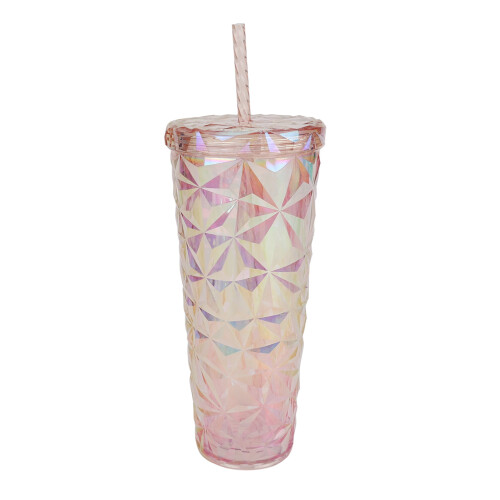 Gobelet texturé prismatique rose irisé 770 ml
