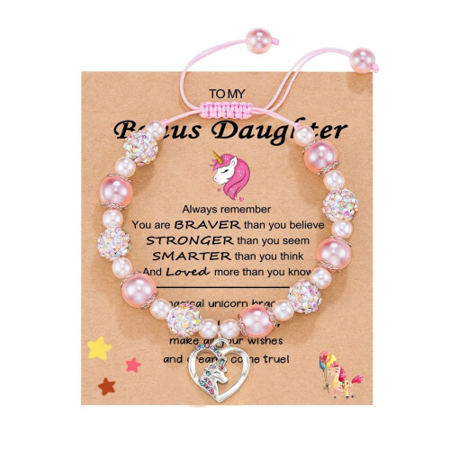 Pulseira ajustável com contas e pingente de strass em estilo cartoon