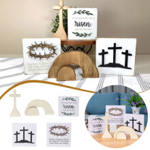 Plateau à étages décoratif Winysin pour Pâques, panneau en bois en forme de lapin