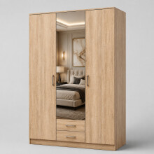 SONOMA OAK MIRRORED 3 DOOR SOFT CLOSE WARDROBE