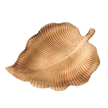 Plateau de service doré à la feuille, organisateur de bijoux et de collations (1 pièce)