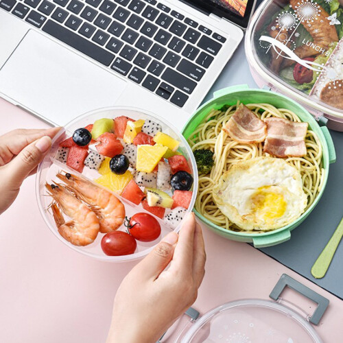 Lunchbox aus Weizenstroh mit Deckel, 1-lagig