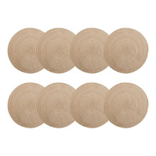 Ronde geweven placemats, hittebestendig, 8 stuks