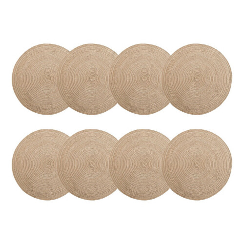 Ronde geweven placemats, hittebestendig, 8 stuks